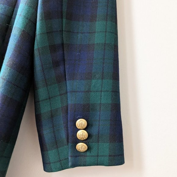 Pendleton Wool Navy/Green Plaid Longline Blazer - Picture 7 of 8